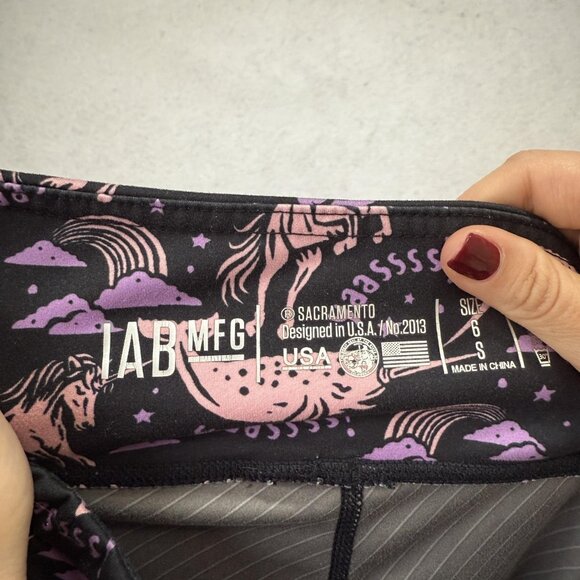 Lab MFG Shorts Womens Small 6 Black Pink Purple Unicorn Rainbow Yoga Compression - Picture 10 of 12